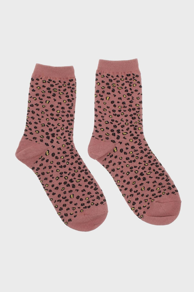 Pink and black metallic leopard print socks_4