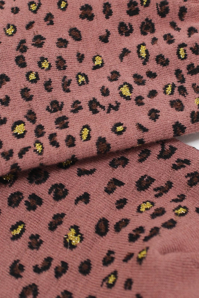 Pink and black metallic leopard print socks_2