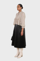 Green and lilac floral print smocked blouse_6