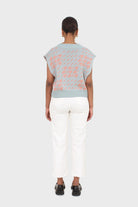 Blue and pink giant houndstooth sweater vest_7