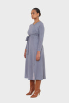 Blue and purple diamond jersey wrap dress_11