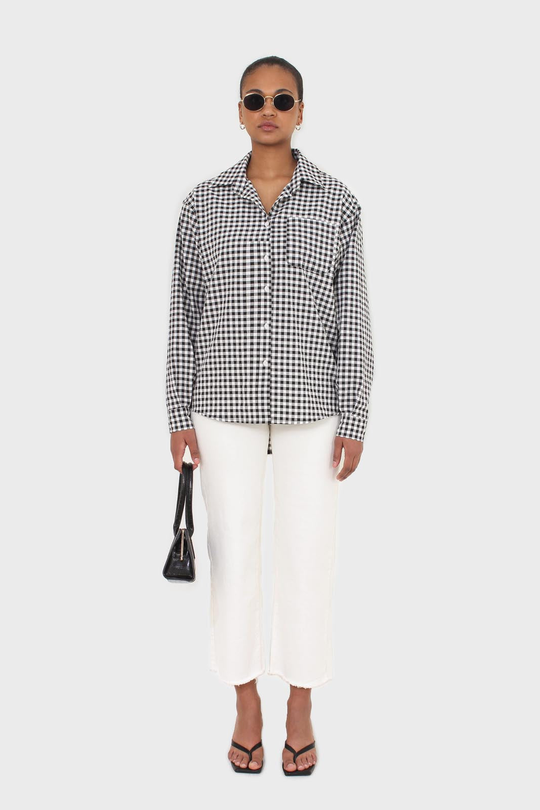 Black and white gingham oversized shirt_5