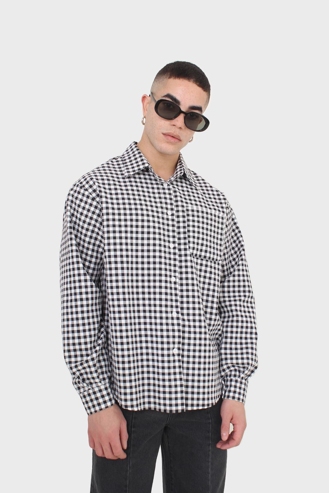 Black and white gingham oversized shirt_1