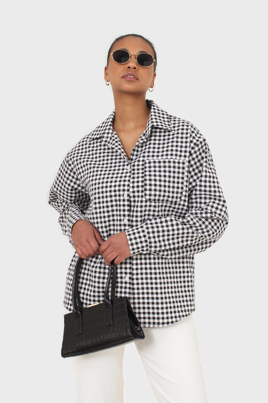 Black and white gingham oversized shirt_8