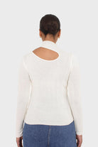 Ivory large cut out fitted knit turtleneck_5