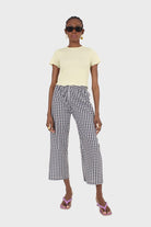 Black and white gingham loose fit trousers_1