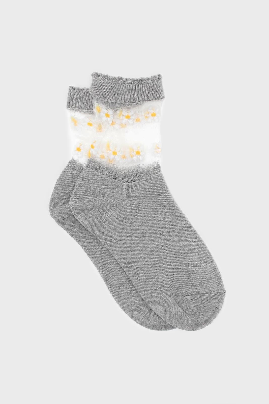 Sheer daisies ankle block socks - Set of 2