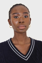 Navy and white varsity cable sweater vest_5