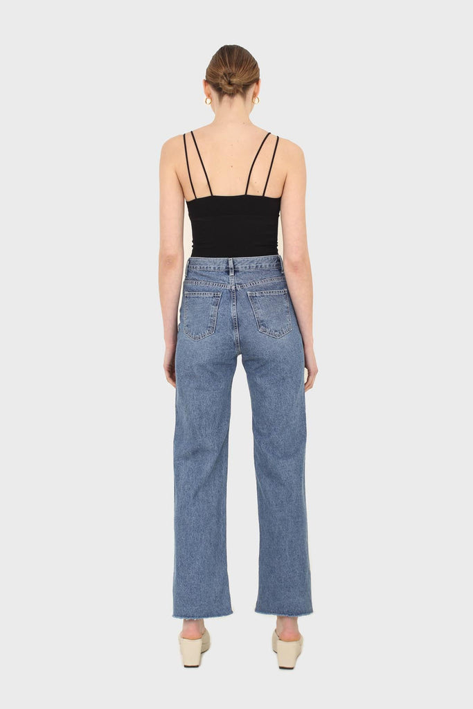 Mid blue high waisted cuffed jeans - 608_9