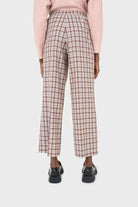 Brown plaid wide leg trousers_3