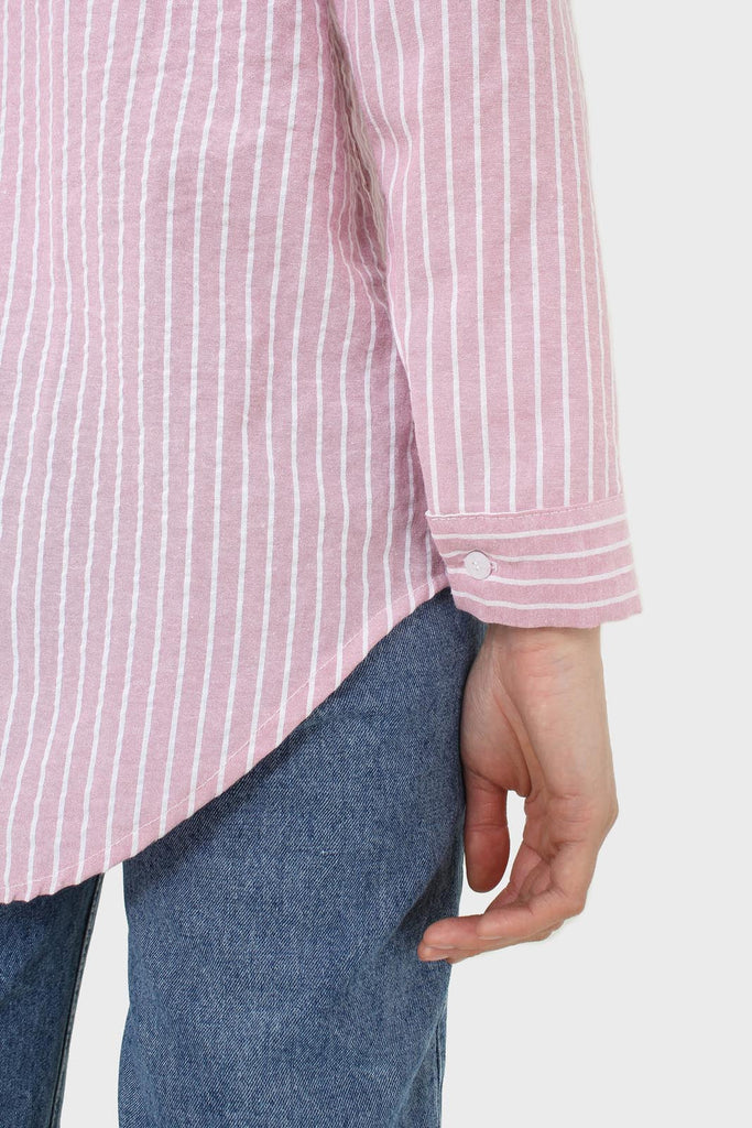 Pink and white multistripe loose fit shirt_3