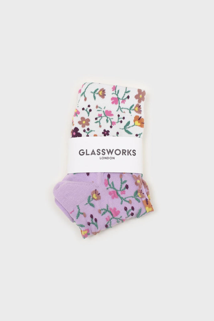 Lilac floral colourblock socks_4