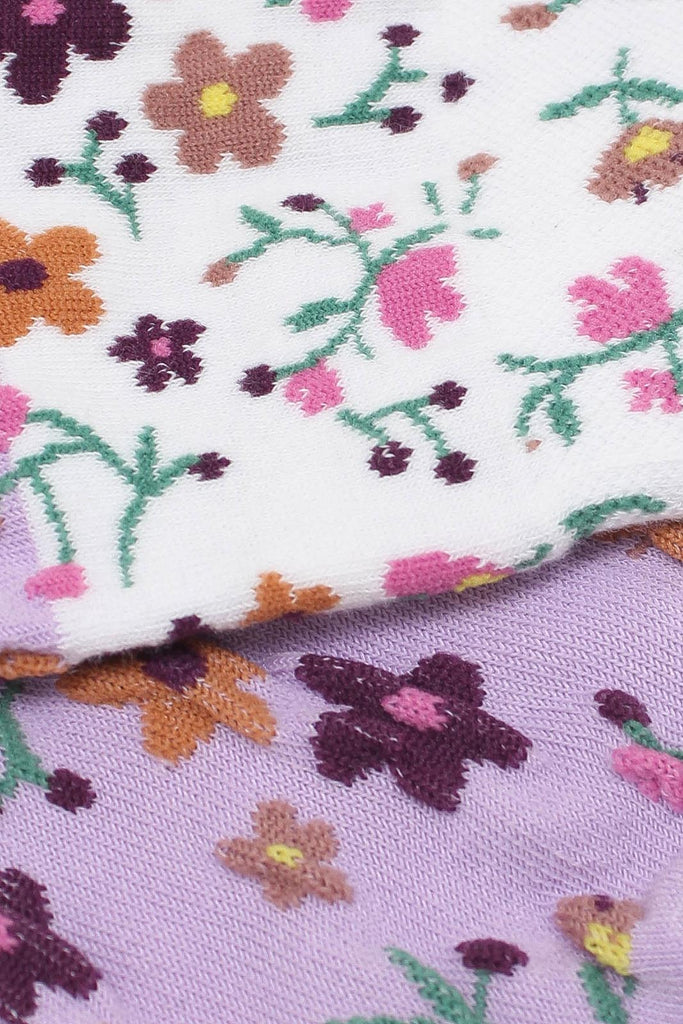Lilac floral colourblock socks_2