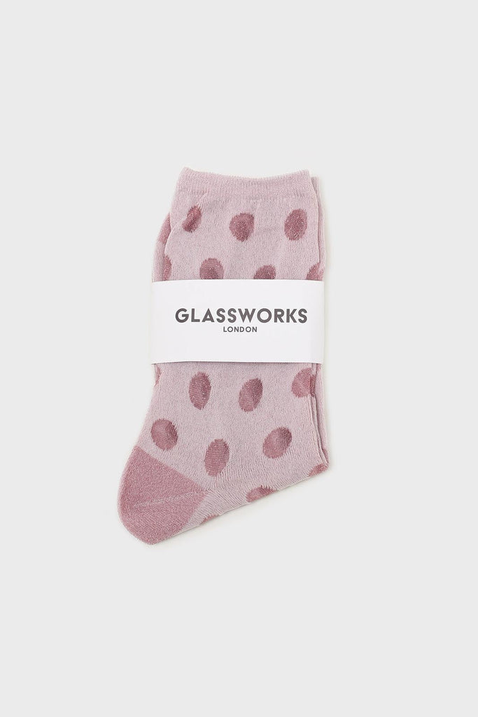 Pink metallic polka dots socks_3