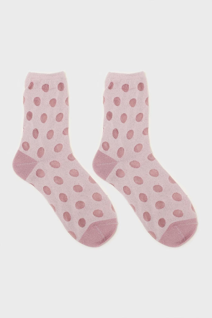 Pink metallic polka dots socks_4