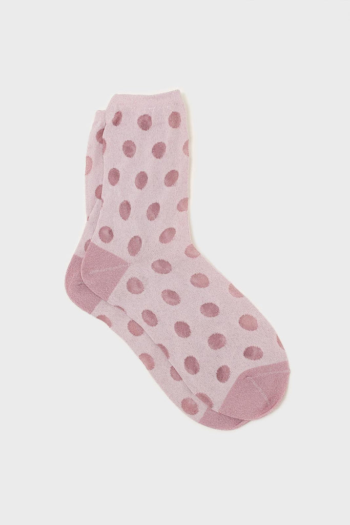 Pink metallic polka dots socks_1