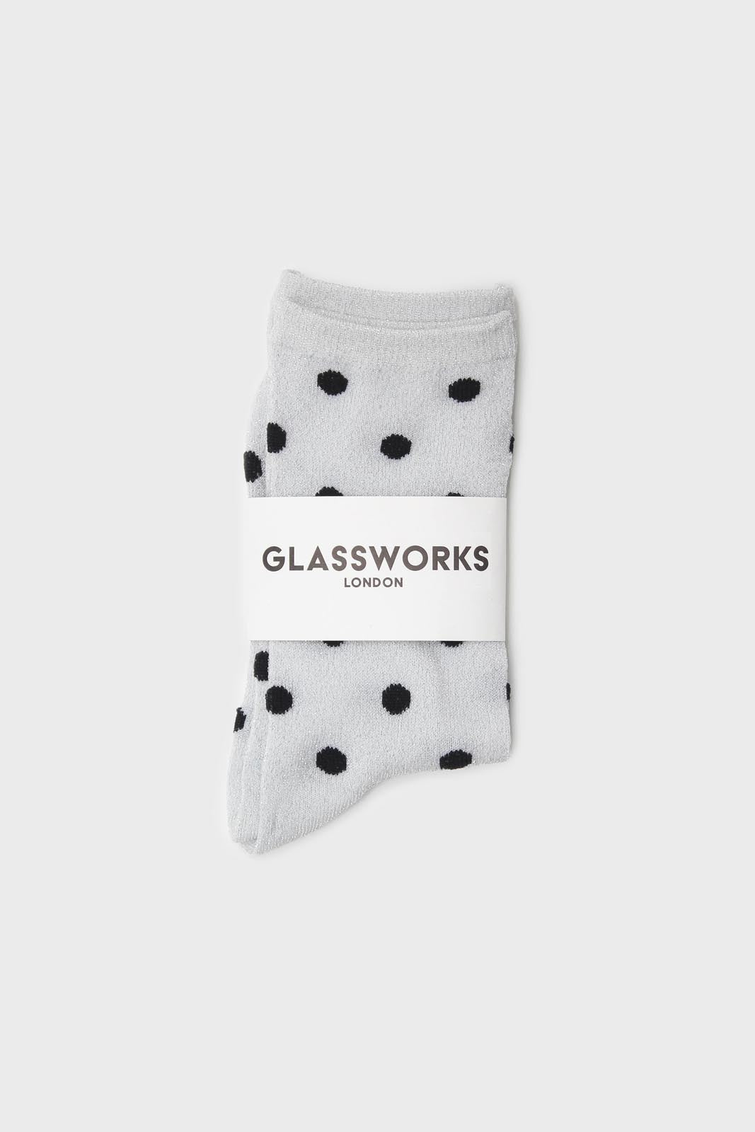Silver and black metallic polka dot socks_4