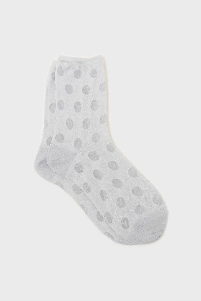Silver metallic polka dots socks_1