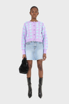 Violet and mint houndstooth fuzzy cardigan_3