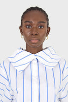 White and blue striped large sleeve blouse_4