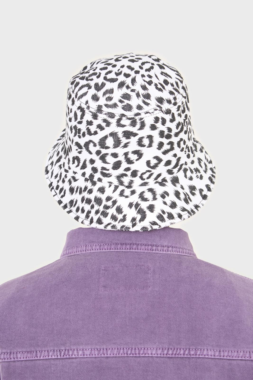 Ivory and black leopard print bucket hat_1