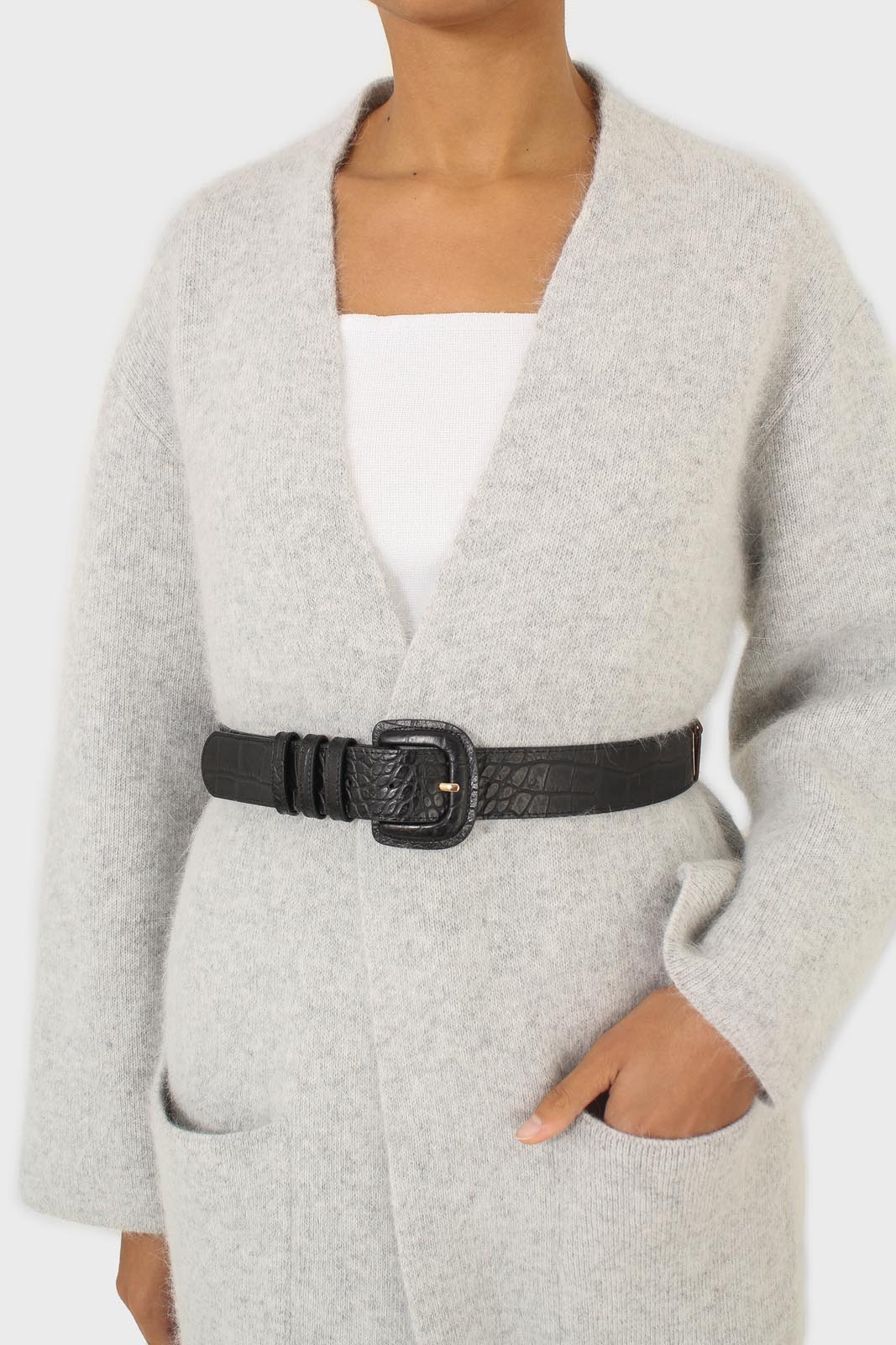 Black croc-effect genuine leather belt_2