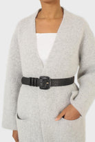 Black croc-effect genuine leather belt_2