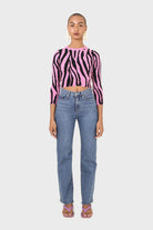Hot pink and black zebra cropped top_2