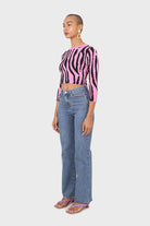 Hot pink and black zebra cropped top_3