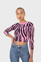 Hot pink and black zebra cropped top_6
