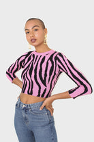 Hot pink and black zebra cropped top_1