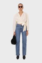 Ivory tie waist cropped blouse_4