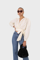 Ivory tie waist cropped blouse_7