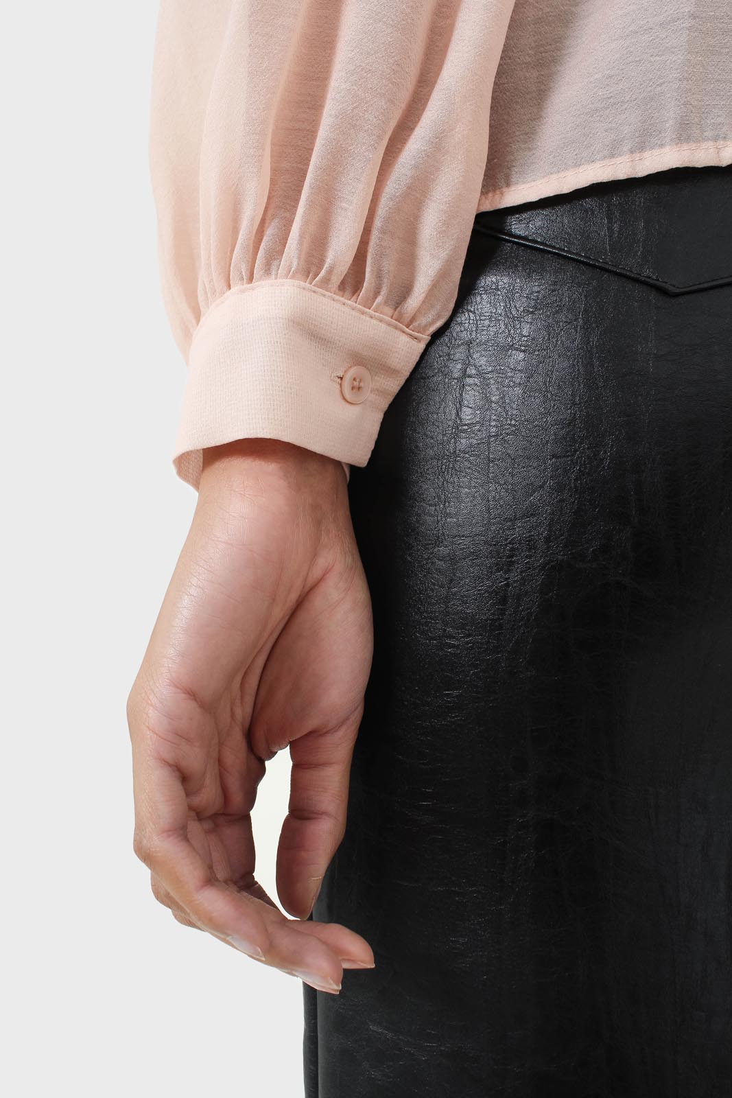 Pink and black pussy bow semi sheer blouse_5