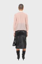 Pink and black pussy bow semi sheer blouse_11