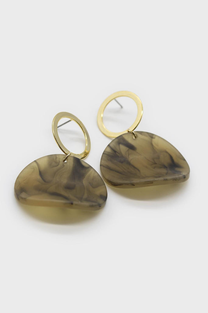 Gold and khaki circle earrings_1