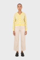 Yellow and blue intarsia daisy cardigan_3