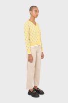 Yellow and blue intarsia daisy cardigan_4