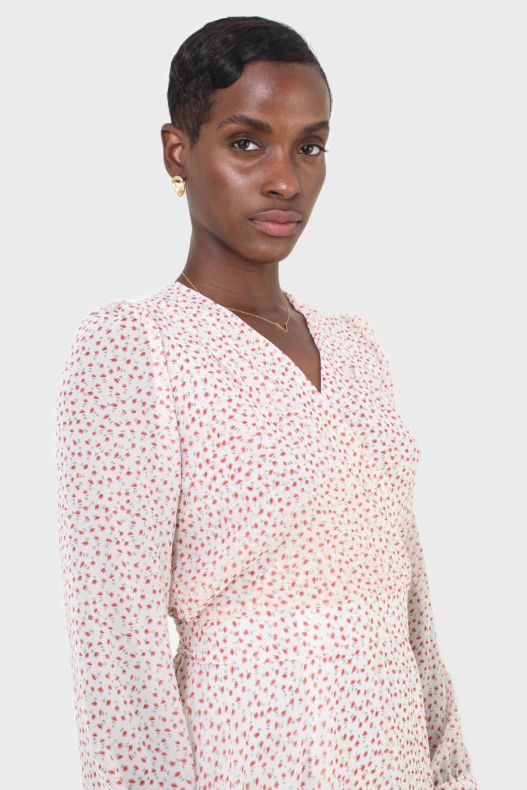 Ivory and red tiny flower print dress_8