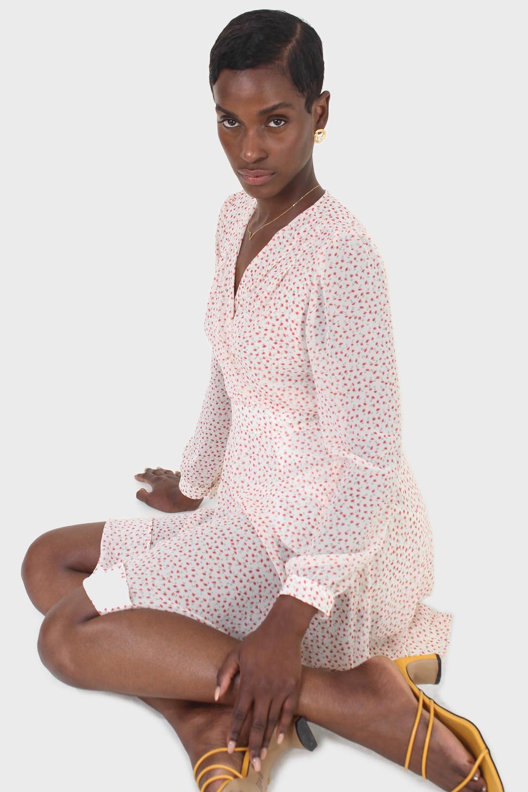 Ivory and red tiny flower print dress_9