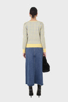 Yellow and blue checked knit top_4