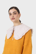 Beige and white gingham detachable collar_3