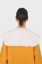 Beige and white gingham detachable collar_4