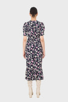 Navy pink and ivory floral tie back dress_7