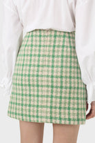 Green checked mini skirt_2