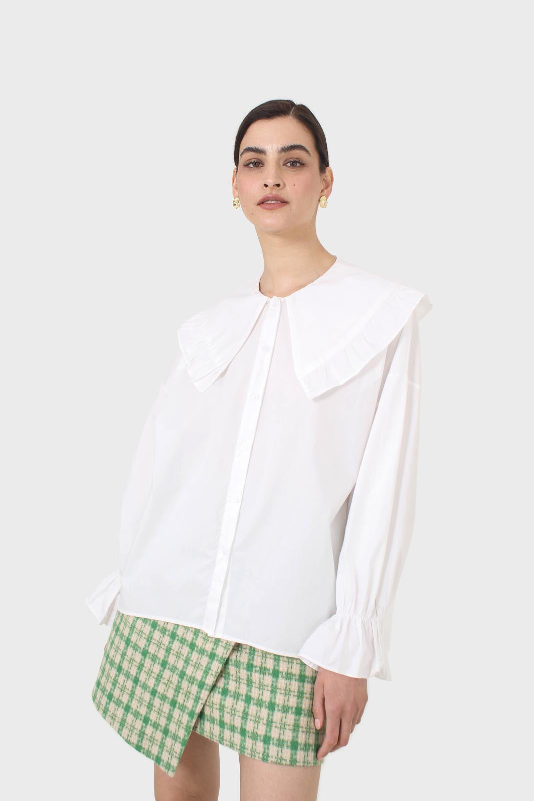 Green checked mini skirt_7