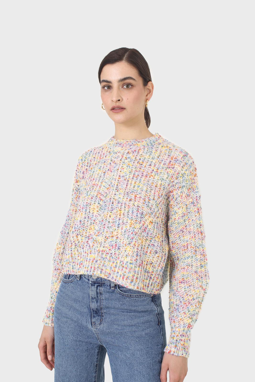 Ivory rainbow fleck cropped jumper_3