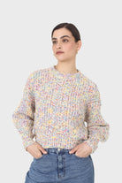 Ivory rainbow fleck cropped jumper_1