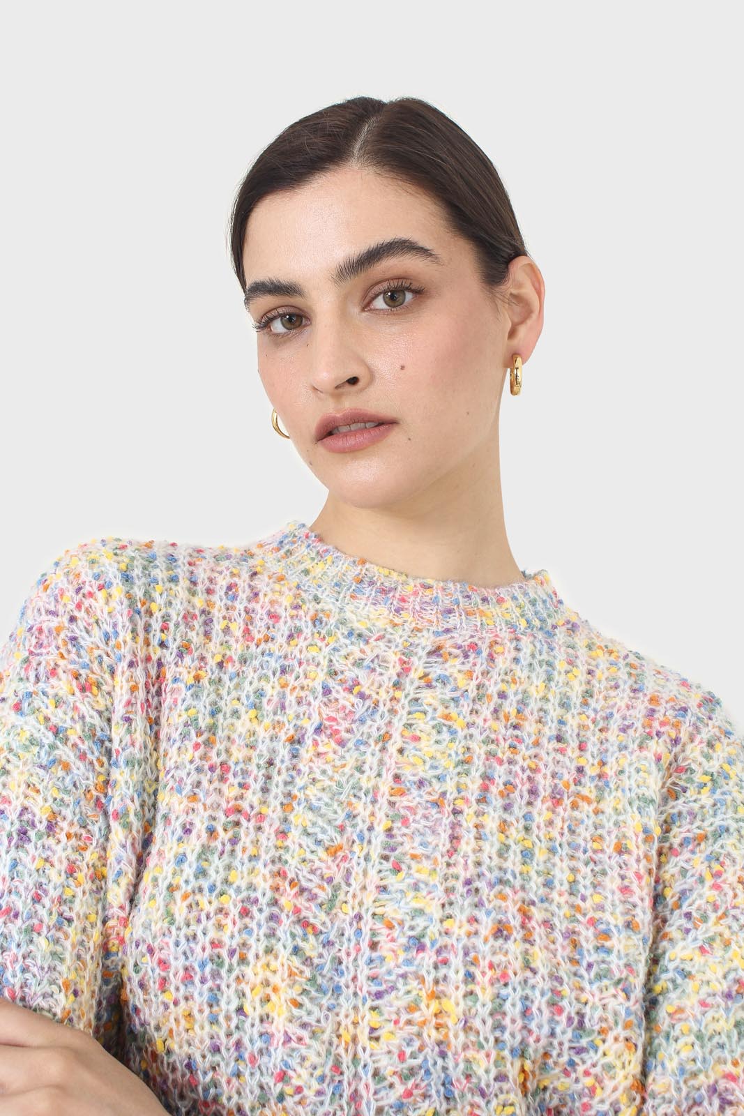 Ivory rainbow fleck cropped jumper_5