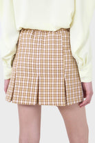 Yellow and camel checked skirt_2